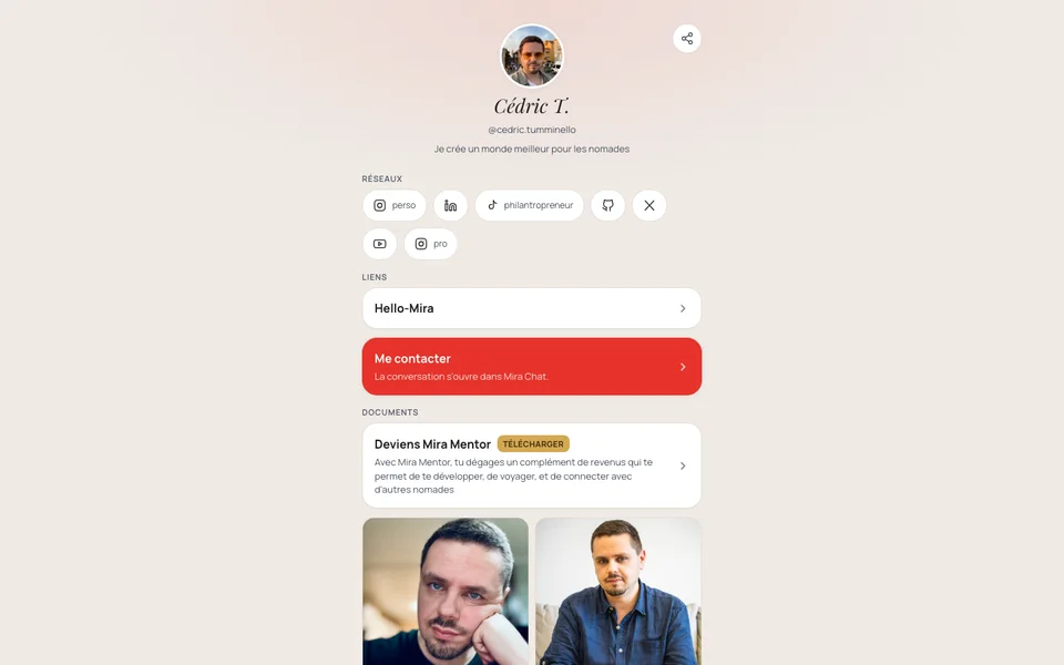 Your creator page on members.hello-mira.com